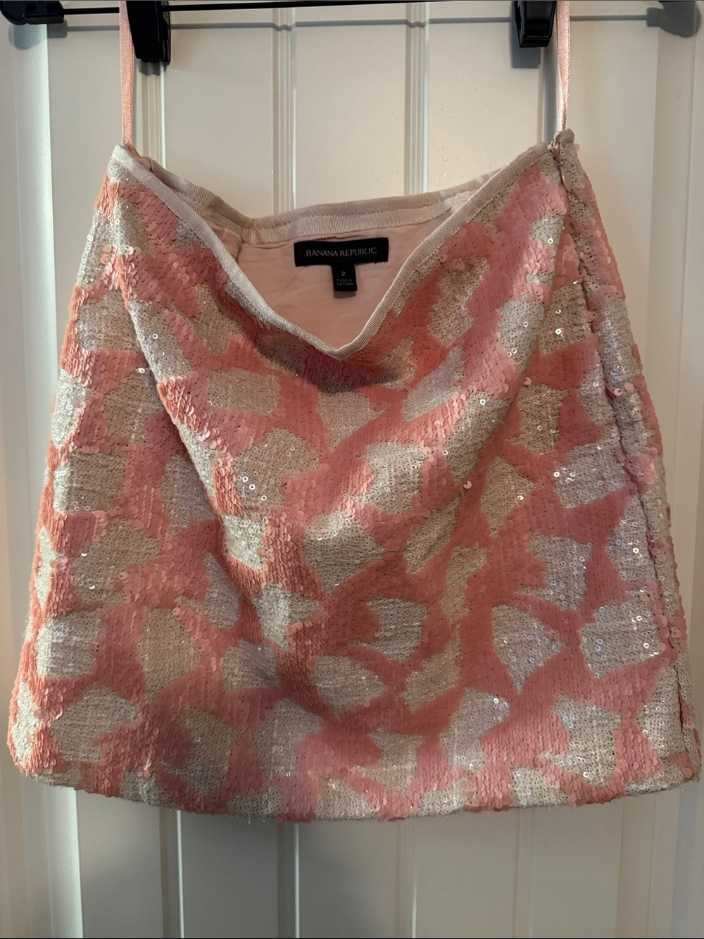 Banana Republic Pink & Cream Sequin Mini Skirt